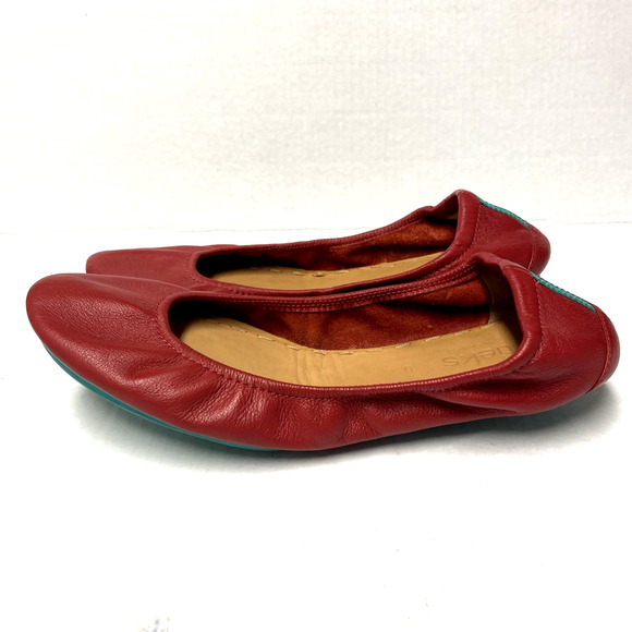 Tieks Ballet Flat Leather Round Toe Slip On Foldable Cardinal Red 9 - Picture 8 of 15